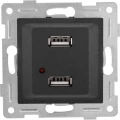 Изображение товара Розетка GUSI ELECTRIC Ugra USB 2-местная скрытого монтажа графит
