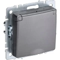 Изображение товара Розетка IEK BRITE 16А с заземлением и шторками IP44 нержавеющая сталь