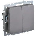 Изображение товара Выключатель двухклавишный IEK СП BRITE 10А проходной, цвет - сталь