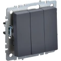 Изображение товара Выключатель трехклавишный IEK СП BRITE 10А, цвет - графит