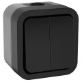 Изображение товара Выключатель двухклавишный IEK ОП TORS 10А, IP55, цвет - графит