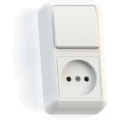 Изображение товара Блок комбинированный Кунцево-Электро Оптима ОП БКВР-427 выключатель 1-клавишный + розетка, цвет - белый