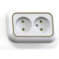 Изображение товара Розетка Кунцево-Электро Валентина 2-местная для скрытой установки IP20 белый с золотой вставкой