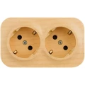 Изображение товара Розетка Legrand Quteo 2-местная для открытой установки 16А, IP20 250В 2х2P+E, с заземлением, шторки, цвет - дерево