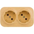 Изображение товара Розетка Legrand Quteo 2-местная для открытой установки 16А, IP20 250В 2х2P+E с заземлением без шторок, цвет - дерево