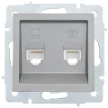 Изображение товара Розетка комбинированная LEZARD Vesna 2-местная компьютерная RJ45 + телефонная RJ11 для скрытой установки, механизм, цвет - платина