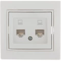 Изображение товара Розетка компьютерная LEZARD Mira 2-местная скрытой установки RJ45, цвет - белый