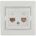 Изображение товара Розетка комбинированная LEZARD Mira 2-местная компьютерная RJ45 + телефонная RJ11 для скрытой установки, цвет - белый