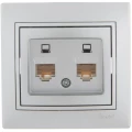 Изображение товара Розетка компьютерная LEZARD Mira 2-местная RJ45 серебристый металлик