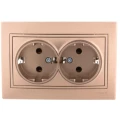 Изображение товара Розетка LEZARD 2-местная скрытая установка IP20 светло-коричневый перламутр