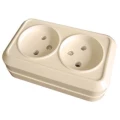 Изображение товара Розетка Makel 2-местная для открытой установки 16А, IP20 без заземления, цвет - кремовый