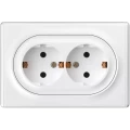 Изображение товара Розетка OneKeyElectro Florence 2-местная для скрытой установки 16А, IP20 с заземлением, винтовые клеммы, цвет - белый