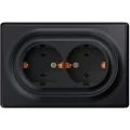 Изображение товара Розетка OneKeyElectro Florence 2-местная для скрытой установки 16А, IP20 с заземлением, винтовые клеммы, цвет - черный
