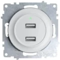 Изображение товара Розетка OneKeyElectro Florence USB 2-местная скрытой установки 16А с подсветкой, IP20, механизм, цвет - белый
