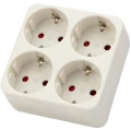Изображение товара Разветвитель четверник Rexant 4 гнезда 16А с заземлением, IP20, форма - квадрат, цвет - белый