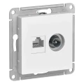 Изображение товара Розетка комбинированная Systeme Electric AtlasDesign 2-местная белая с RJ45 и ТВ