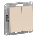 Изображение товара Переключатель двухклавишный Systeme Electric AtlasDesign 10А проходной скрытой установки, IP20 схема 6/2 10AX, механизм, цвет - бежевый