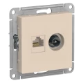 Изображение товара Розетка комбинированная Systeme Electric AtlasDesign 2-местная бежевый с RJ45 и TV