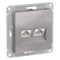 Изображение товара Розетка компьютерная Systeme Electric AtlasDesign 2-местная RJ45 кат.5E, механизм, цвет - алюминий