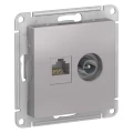 Изображение товара Розетка комбинированная Systeme Electric AtlasDesign 2-местная алюминий с RJ45 и TV
