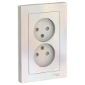 Изображение товара Розетка Systeme Electric AtlasDesign 2-местная для скрытой установки 16А, IP20 без заземления, шторки, в сборе, цвет - жемчужный