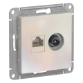 Изображение товара Розетка комбинированная Systeme Electric AtlasDesign 2-местная компьютерная RJ45 кат.5E + телевизионная TV, механизм, цвет - жемчужный ATN000489