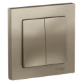 Изображение товара Выключатель двухклавишный Systeme Electric СП AtlasDesign 10А, IP20, схема 5 10AX в сборе, цвет - шампань
