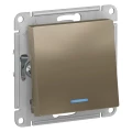 Изображение товара Переключатель одноклавишный Systeme Electric AtlasDesign 10А проходной скрытой установки, IP20 схема 6а 10AX с подсветкой, механизм, цвет - шампань