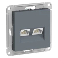 Изображение товара Розетка компьютерная Systeme Electric AtlasDesign 2-местная RJ45 кат.5E, механизм, цвет - грифель