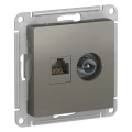 Изображение товара Розетка комбинированная Systeme Electric AtlasDesign 2-местная сталь RJ45 и TV