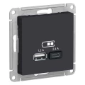 Изображение товара Розетка USB Systeme Electric AtlasDesign тип A+C карбон, скрытый монтаж