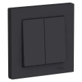 Изображение товара Выключатель двухклавишный Systeme Electric СП AtlasDesign 10А, IP20, схема 5 10AX в сборе, цвет - карбон