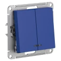 Изображение товара Выключатель двухклавишный Systeme Electric AtlasDesign 10AX с подсветкой, схема 5а, механизм, цвет - аквамарин