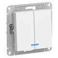 Изображение товара Выключатель двухклавишный Systeme Electric AtlasDesign 10AX с подсветкой Лотос
