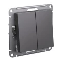 Изображение товара Выключатель двухклавишный Systeme Electric AtlasDesign 10AX, схема 5, механизм, цвет - базальт