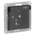 Изображение товара Розетка Systeme Electric AtlasDesign Aqua 1-местная для скрытой установки 16А, IP44 с заземлением и шторками, с прозрачной крышкой, механизм, цвет - карбон