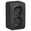 Изображение товара Розетка Systeme Electric Blanca 2-местная для открытой установки 16А, IP20 250В с заземлением и шторками, с изолированной пластиной, цвет - антрацит