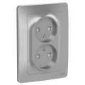 Изображение товара Розетка Systeme Electric 2-местная для скрытой установки 16А, IP20 250В без заземления шторки, цвет - алюминий BLNRS000123