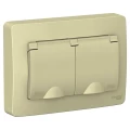 Изображение товара Розетка Systeme Electric Blanca 2-местная для скрытой установки 16А, IP44 250В с заземлением и шторками, c крышкой, цвет - бежевый