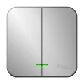 Изображение товара Выключатель двухклавишный Systeme Electric ОП Blanca 10А 250В с подсветкой, с изолированной пластиной, IP20, схема 5, цвет - алюминий