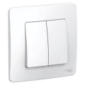 Изображение товара Переключатель двухклавишный Systeme Electric Blanca 10А проходной скрытой установки, IP20 схема 6+6 250В, цвет - белый