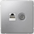 Изображение товара Розетка комбинированная Systeme Electric ArtGallery 2-местная алюминий RJ45 и TV