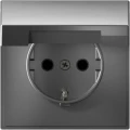 Изображение товара Розетка Systeme Electric ArtGallery 16А с заземлением, шторками и крышкой, IP20, механизм, цвет - сталь