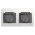 Изображение товара Розетка Systeme Electric Glossa 2-местная для скрытой установки 2 модуля 16А, IP44 с заземлением, шторки, в сборе, цвет - белый