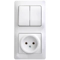 Изображение товара Блок комбинированный Systeme Electric Glossa GSL розетка + выключатель 2-клавишный, цвет - белый