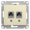 Изображение товара Розетка компьютерная Systeme Electric Glossa 2-местная RJ45 кат 5E бежевый