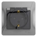 Изображение товара Розетка Systeme Electric Glossa 1-местная для скрытой установки 16А, IP44, с заземлением, шторки с крышкой в сборе, цвет - алюминий