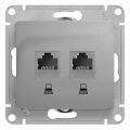Изображение товара Розетка компьютерная Systeme Electric Glossa 2-местная RJ45 кат 5е алюминий
