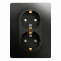 Изображение товара Розетка двойная Systeme Electric Glossa антрацит 16А с заземлением и шторками
