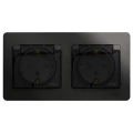 Изображение товара Розетка Systeme Electric Glossa 2-местная для скрытой установки 2 модуля 16А, IP44 с заземлением, шторки, в сборе, цвет - антрацит